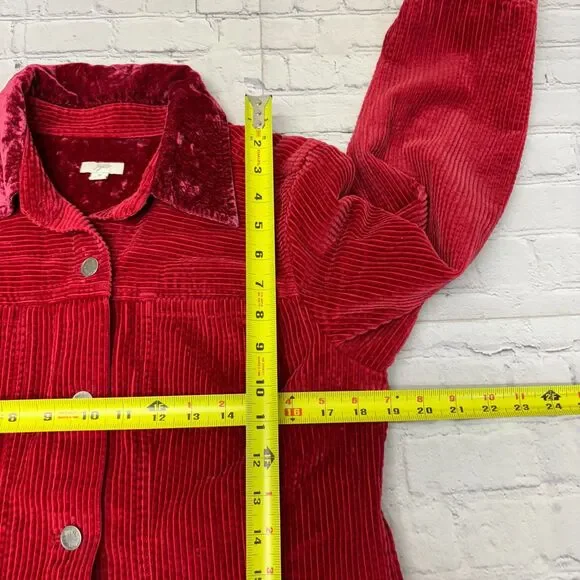 J Jill Women Corduroy Jacket Size Medium Red C036 -29 - Picture 3 of 16